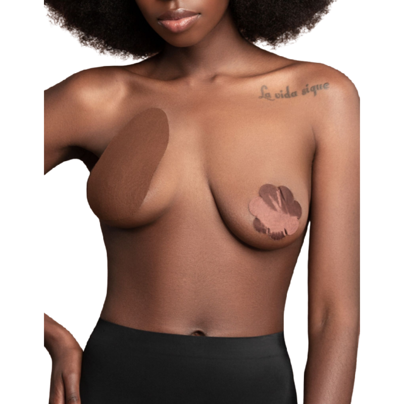 BYE-BRA - BRYSTFORSTORKENDE + 3 PAR SATIN BRUN SKOPE D/F