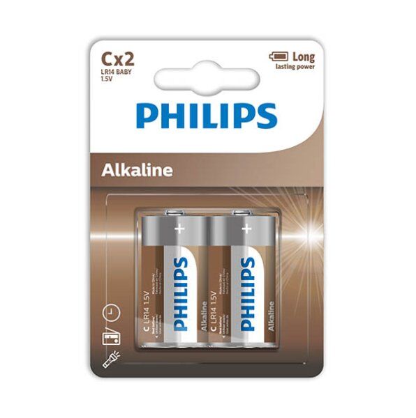 PHILIPS - ALKALINE BATTERIER C LR14 BLISTER*2
