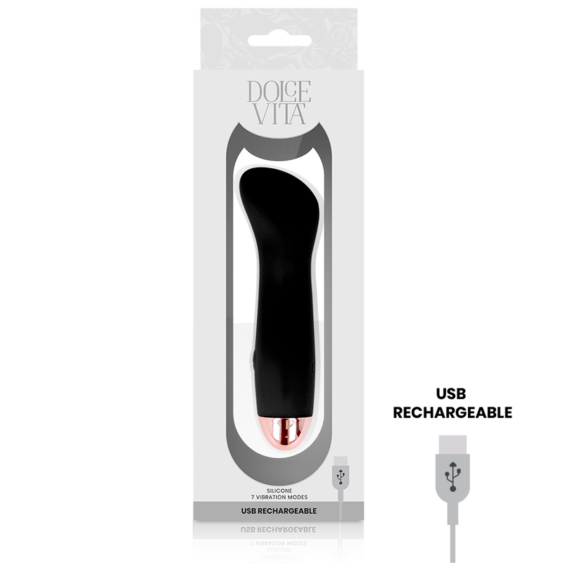 DOLCE VITA - GENOPLADELIG VIBRATOR ONE SORT 7 HASTIGHEDER