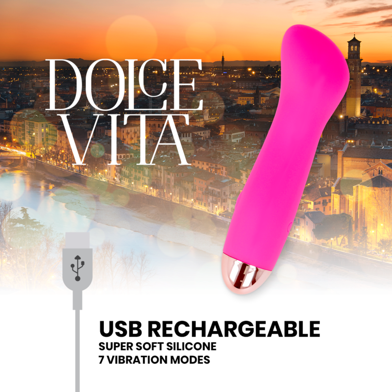 DOLCE VITA - GENOPLADELIG VIBRATOR ONE PINK 7 SPEED