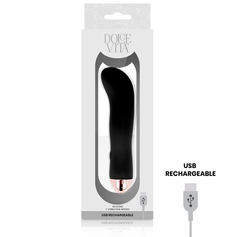 DOLCE VITA - GENOPLADELIG VIBRATOR TO SORT 7 HASTIGHEDER