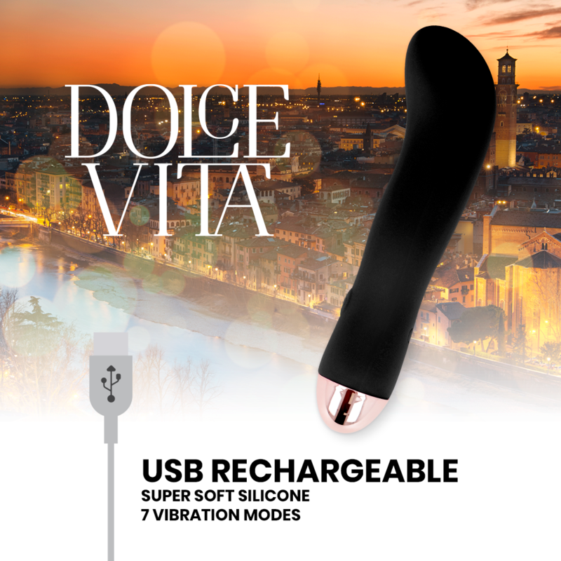 DOLCE VITA - GENOPLADELIG VIBRATOR TO SORT 7 HASTIGHEDER