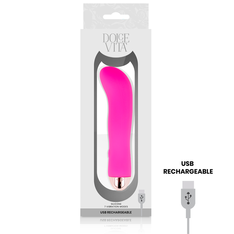 DOLCE VITA - GENOPLADELIG VIBRATOR MED TO LYSERADE 7 HASTIGHEDER