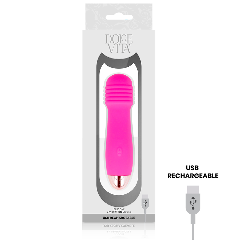 DOLCE VITA - GENOPLADELIG VIBRATOR MED TRE LYSE OG 7 HASTIGHEDER