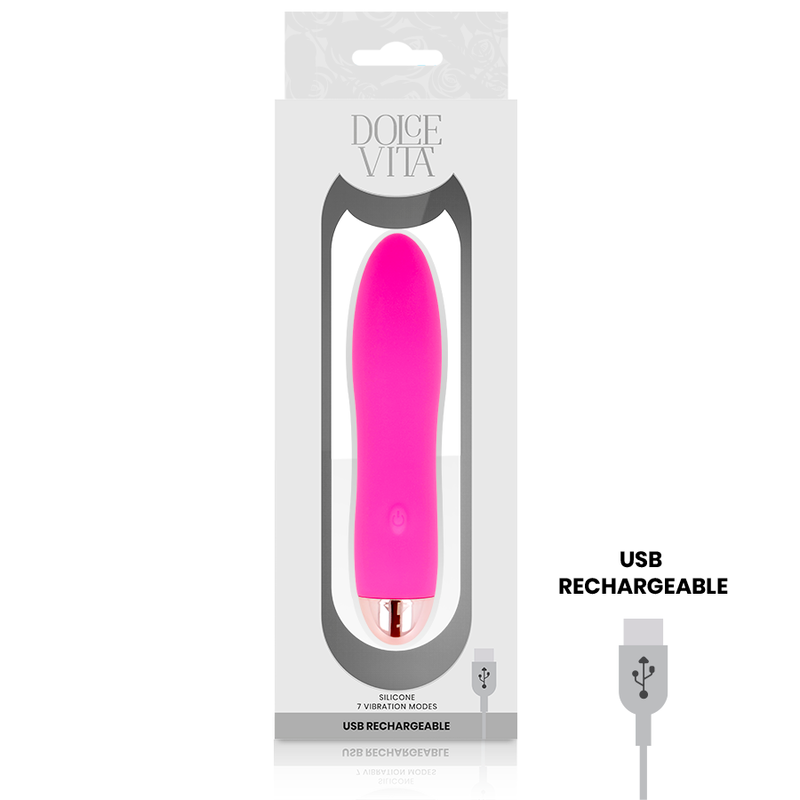 DOLCE VITA - GENOPLADELIG VIBRATOR MED FIRE LYSE OG 7 HASTIGHEDER