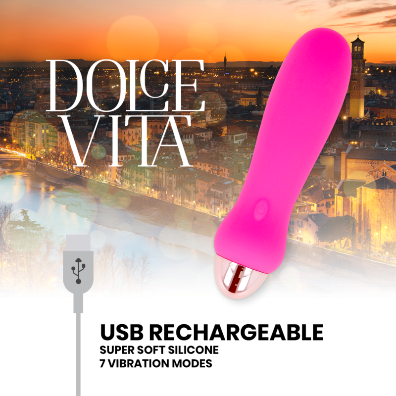 DOLCE VITA - GENOPLADELIG VIBRATOR FEM LYSERADE 7 HASTIGHEDER