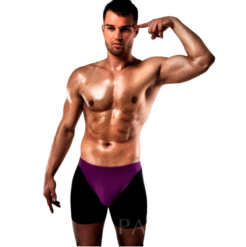 PASSION - BOXER 009 LILLA/SORT EROTISK LINGERIE S/M
