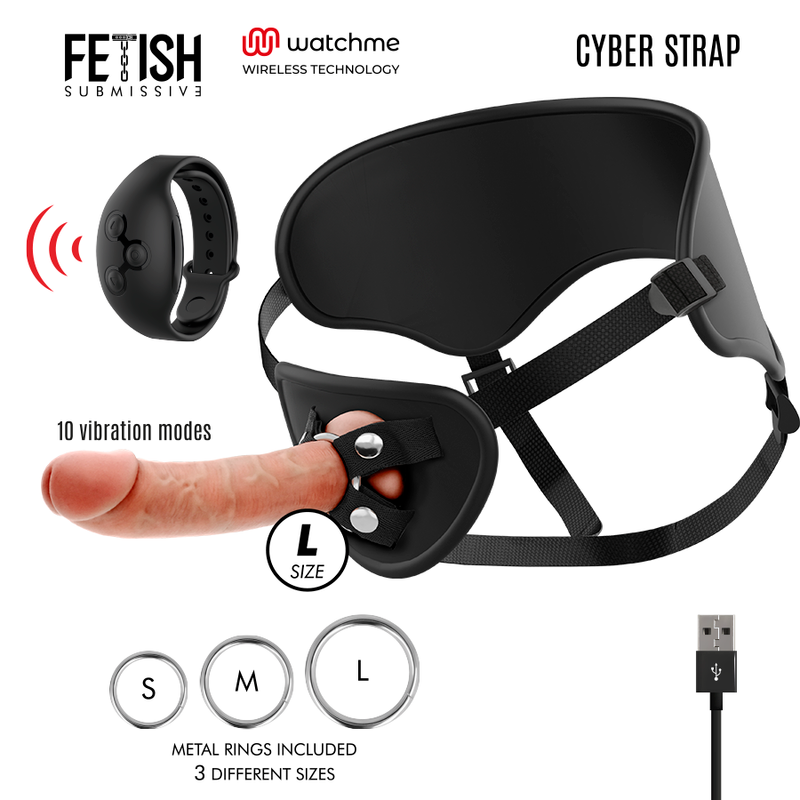 FETISH UNDERSODIG CYBER STRAP - SELE MED FJERNBETJENING DILDO WATCHME L TEKNOLOGI