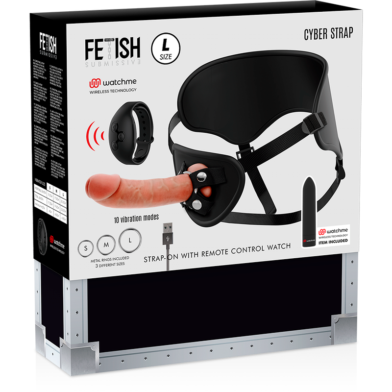 FETISH UNDERSODIG CYBER STRAP - SELE MED DILDO OG KUGLEFJERNBETJENING WATCHME L-TEKNOLOGI