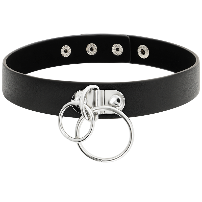 COQUETTE CHIC DESIRE - DOBBELT RING VEGANSK LÆDERCHOKER
