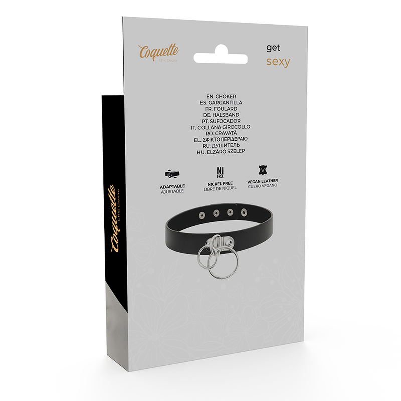COQUETTE CHIC DESIRE - DOBBELT RING VEGANSK LÆDERCHOKER