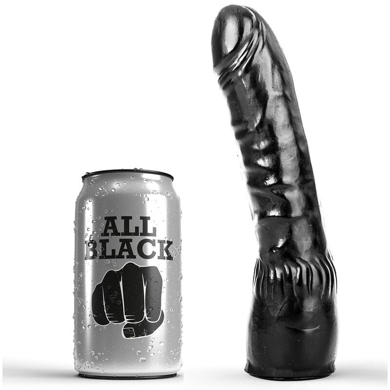ALL BLACK - DILDO SORT REALISTISK 20 CM