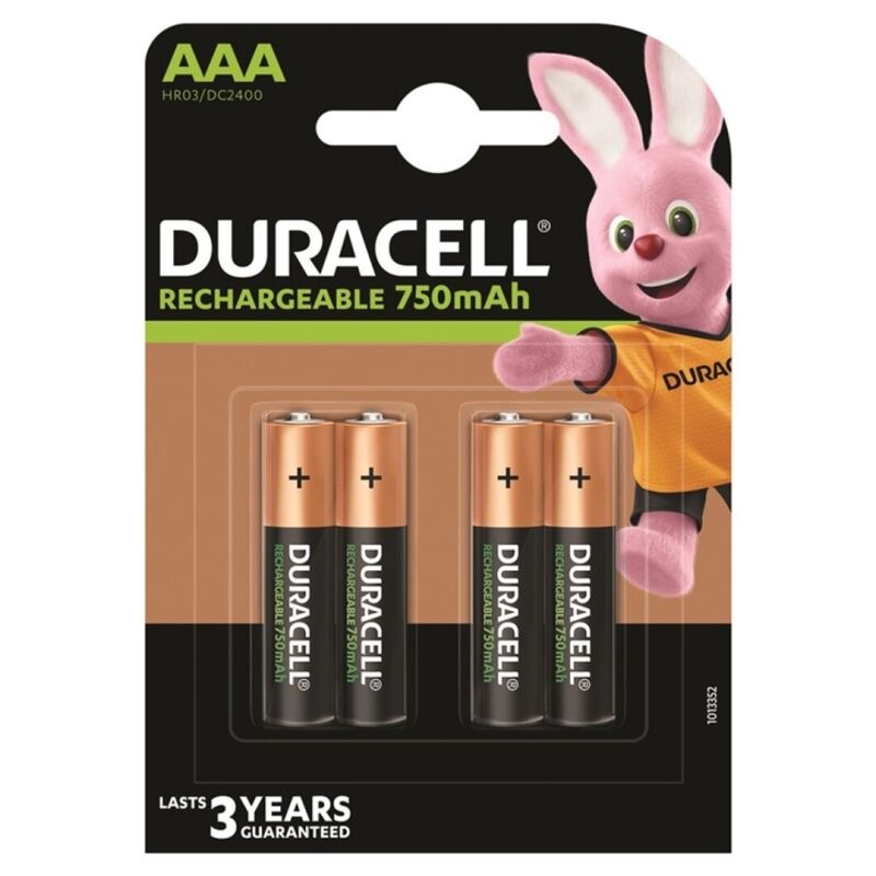 DURACELL - GENOPLADELIGT BATTERI HR03 AAA 750mAh 4 ENHEDER