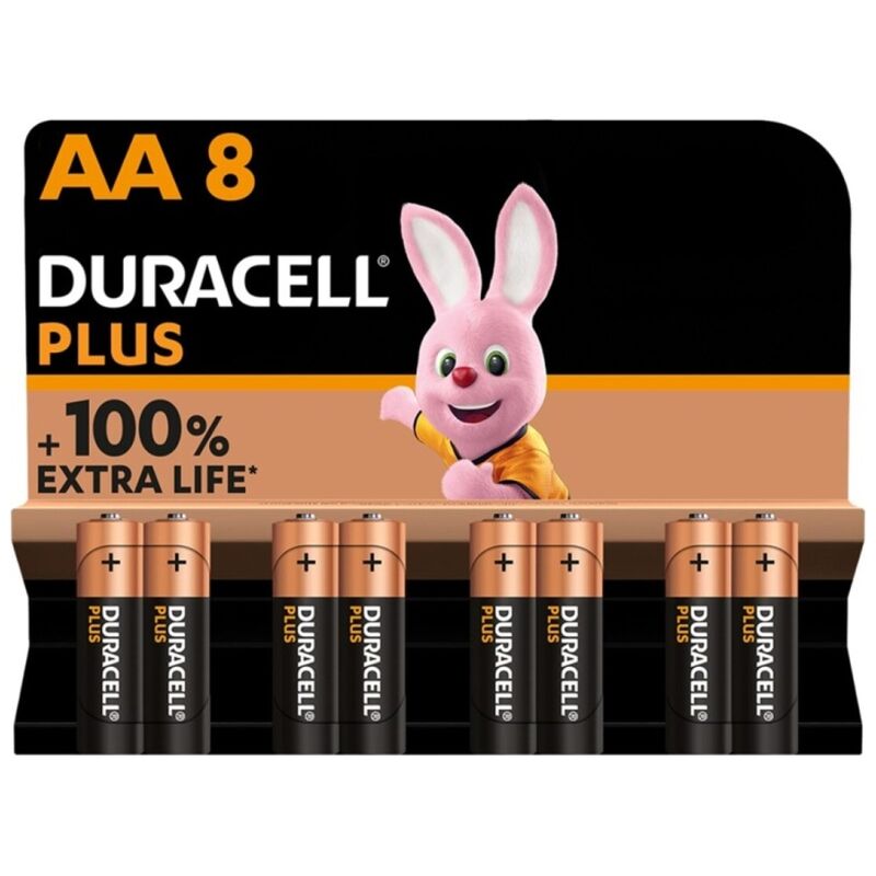 DURACELL - PLUS POWER 100 ALKALINE BATTERIER AA LR6 8 ENHEDER