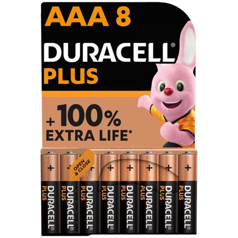 DURACELL - PLUS POWER 100 ALKALINE BATTERIER AAA LR03 8 ENHEDER