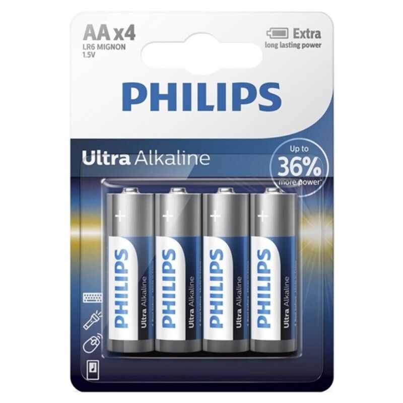 PHILIPS - ULTRA ALKALIN BATTERI AA LR6 4 ENHEDER