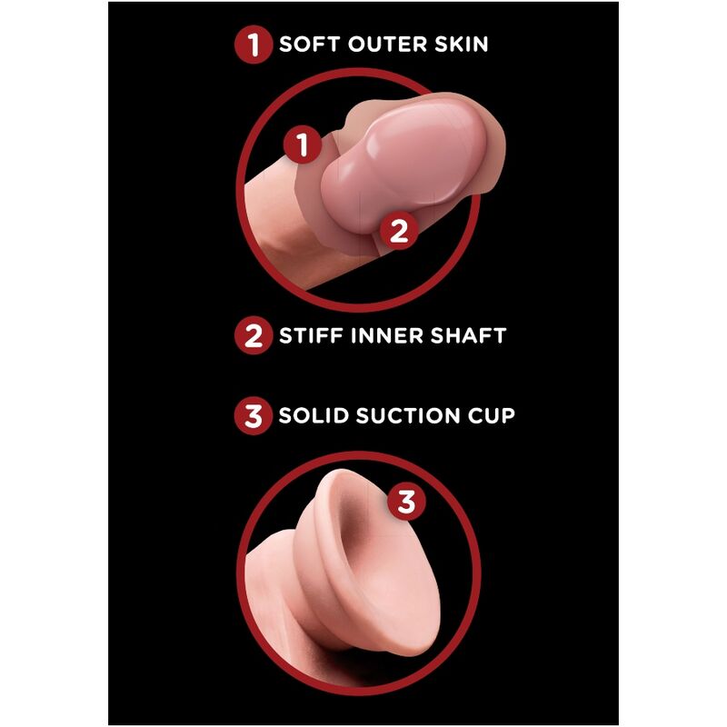 KONGE PIK - PLUS 3D DILDO SVINGENDE NØGLER 15,2 CM LYS HUD