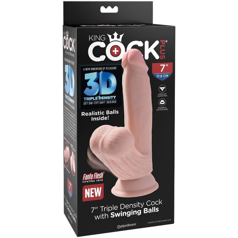KONGE PIK - PLUS 3D DILDO SVINGENDE NØGLER 15,2 CM LYS HUD