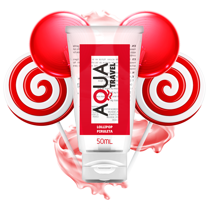 AQUA TRAVEL - VANDBASERET GLIDEMIDDEL MED LOLLIPOP-SMAG - 50 ML
