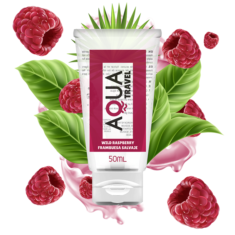 AQUA TRAVEL - VANDBASERET GLIDEMIDDEL MED VILD HINDBÆRSMAG - 50 ML