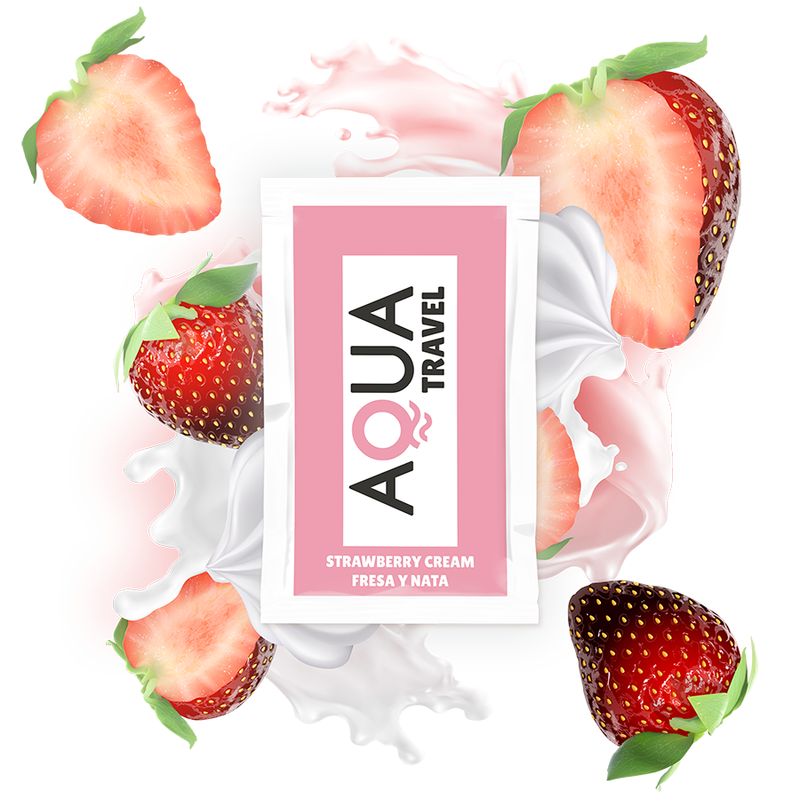 AQUA TRAVEL - JORDBÆRCREMESMAG VANDBASERET GLIDEMIDDEL 6 ML
