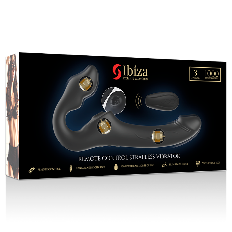 IBIZA - FJERNBETJENING STROPLØS VIBRATOR 3 MOTORER 1000 KOMBINATIONER.