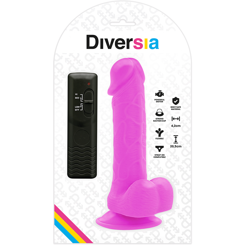 DIVERSIA - FLEKSIBEL VIBRERENDE DILDO LILLA 20,5 CM -O- 4,2 CM