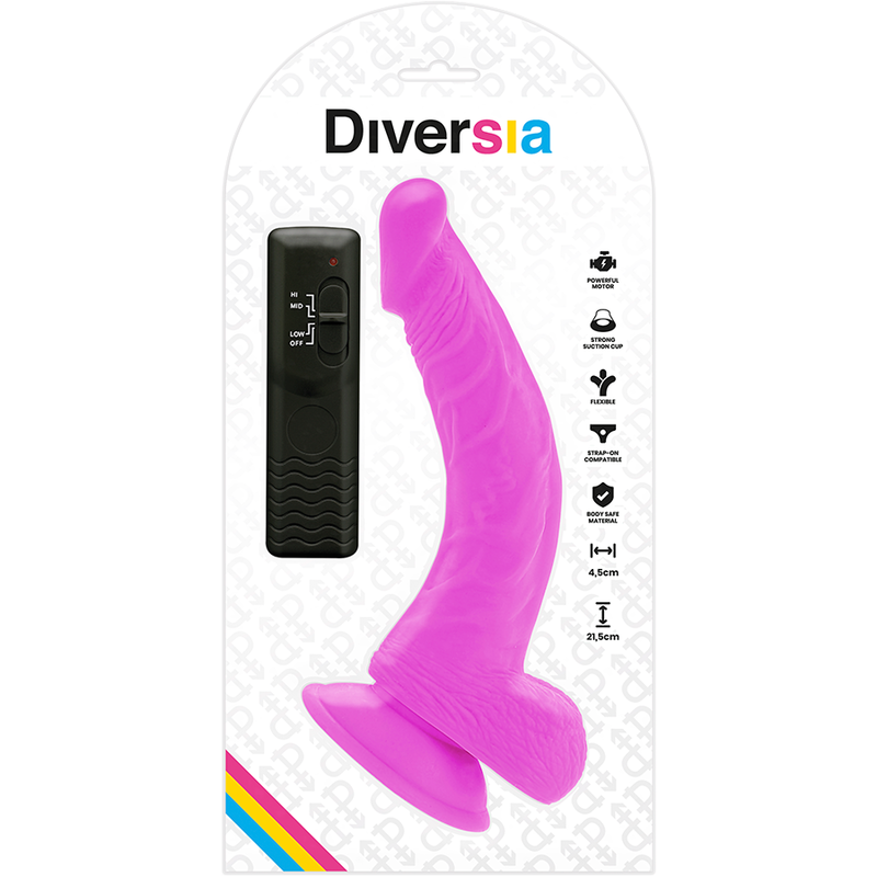 DIVERSIA - FLEKSIBEL VIBRERENDE DILDO LILLA 21,5 CM -O- 4,5 CM