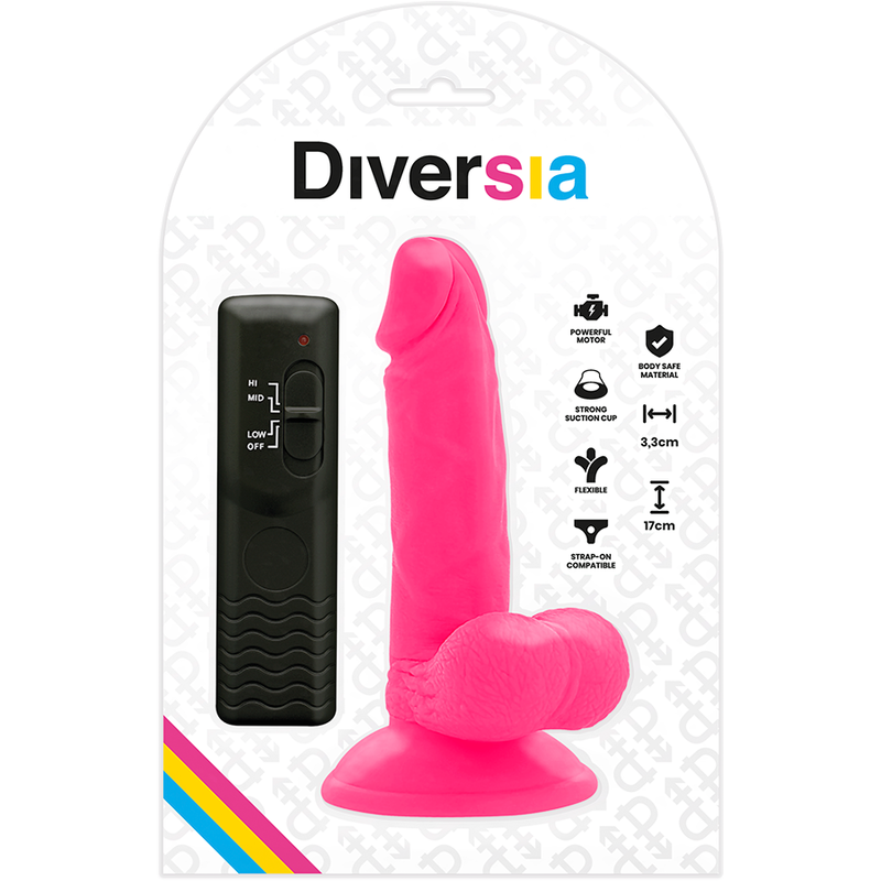 DIVERSIA - FLEKSIBEL VIBRERENDE DILDO PINK 17 CM -O- 3,3 CM