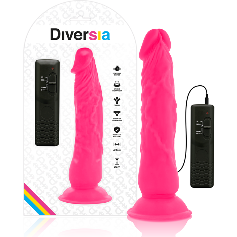 DIVERSIA - FLEKSIBEL VIBRERENDE DILDO PINK 21 CM -O- 4,9 CM