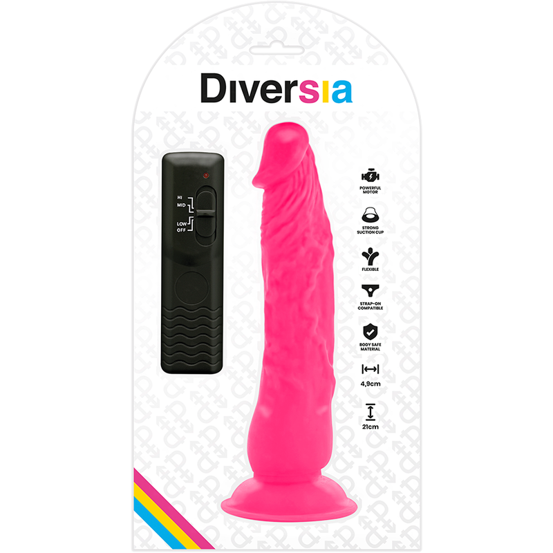 DIVERSIA - FLEKSIBEL VIBRERENDE DILDO PINK 21 CM -O- 4,9 CM