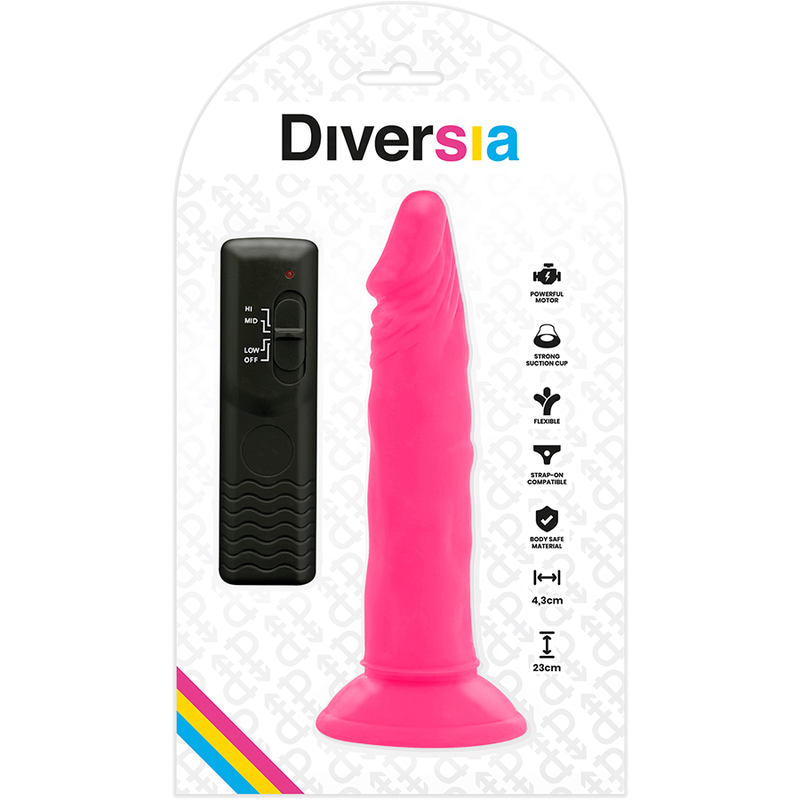 DIVERSIA - FLEKSIBEL VIBRERENDE DILDO PINK 23 CM -O- 4,3 CM