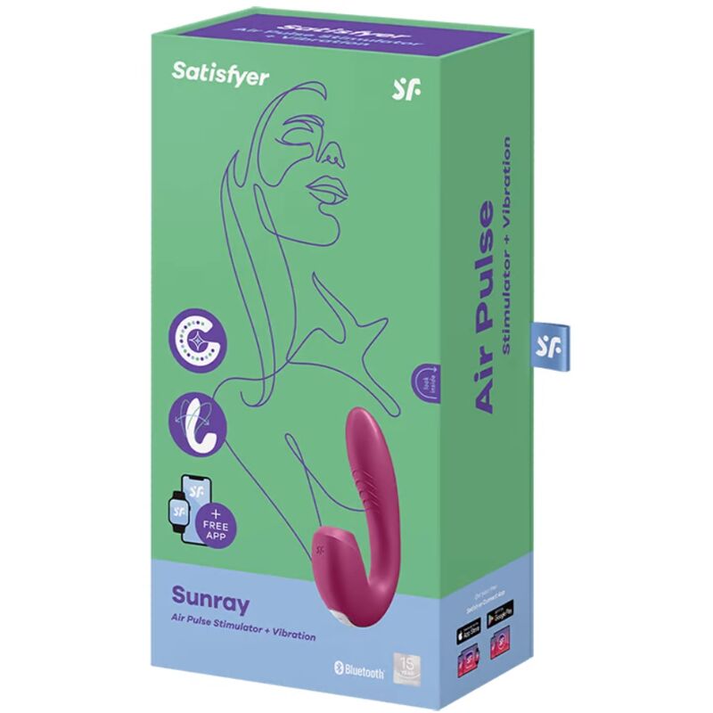 SATISFYER - SUNRAY STIMULATOR OG VIBRATOR APP RØD