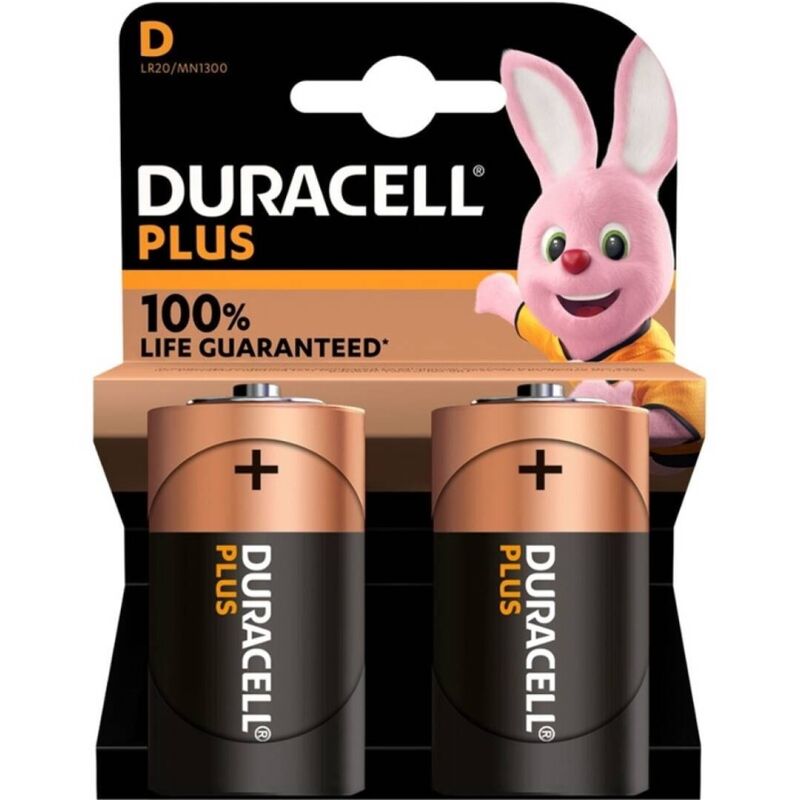 DURACELL - PLUS POWER 100 ALKALIN BATTERI D LR20 2 ENHEDER
