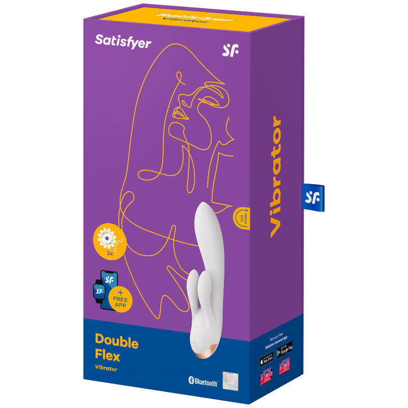SATISFYER - DOBBELT FLEX VIBRATOR APP HVID