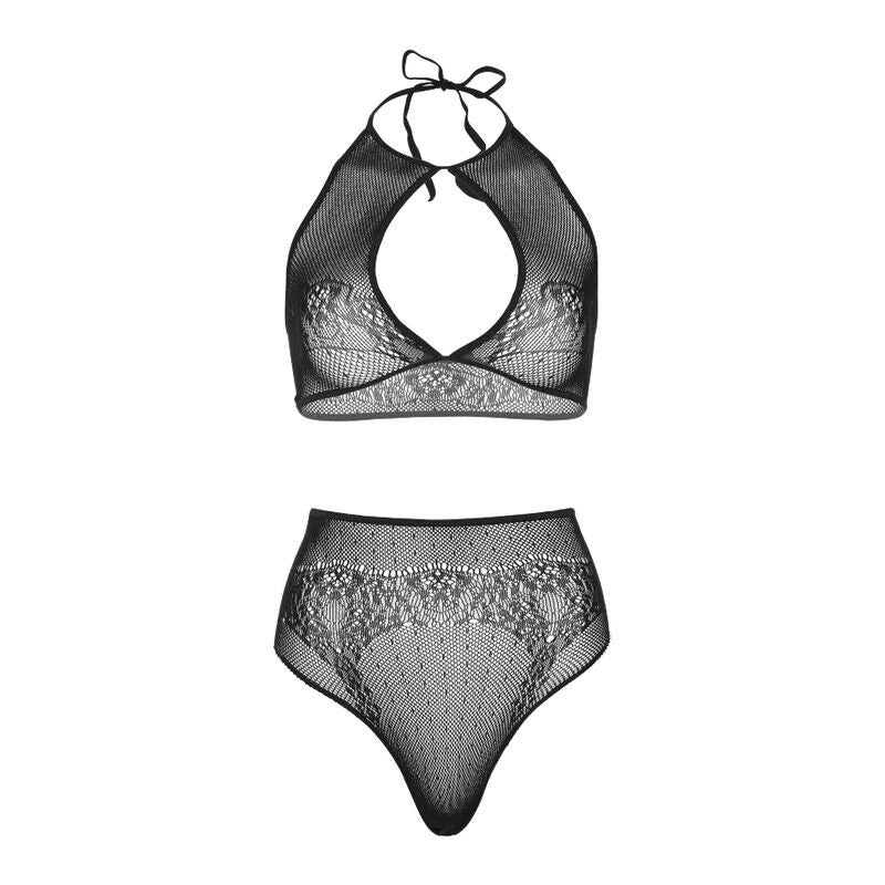 LEG AVENUE - TO-DELT SÆT MED HALTER CROP TOP OG THONG TRUSSER ÉN STØRRELSE