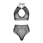 LEG AVENUE - TO-DELT SÆT MED HALTER CROP TOP OG THONG TRUSSER ÉN STØRRELSE