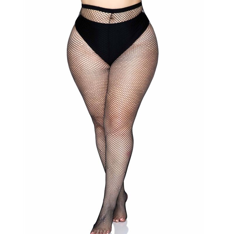 LEG AVENUE - STRØMPEBUKSER MED BAGSØM SORT PLUS SIZE