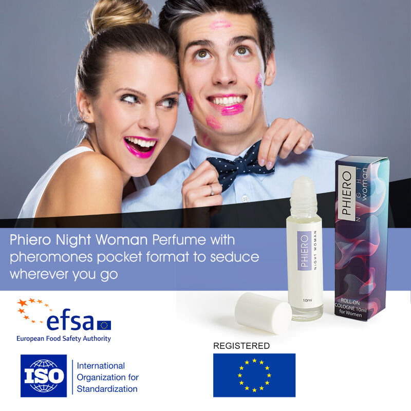 500 KOSMETIKPRODUKTER - PHIERO NIGHT WOMAN. PARFUME MED FEROMONER I ROLL-ON FORMAT TIL KVINDER