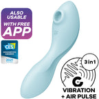 SATISFYER - CURVY TRINITY 5 AIR PULSE STIMULATOR & VIBRATOR APP BLUE