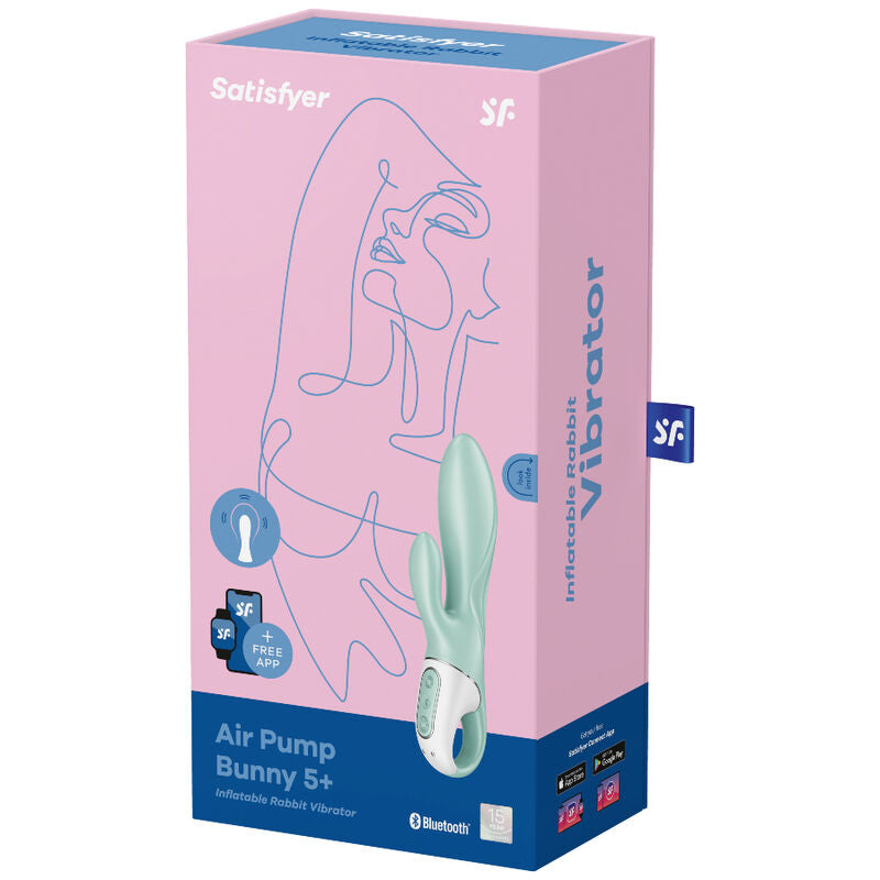 SATISFYER - LUFTPUMPE KANIN 5+ OPPUSTELIG KANINVIBRATOR APP GRØN
