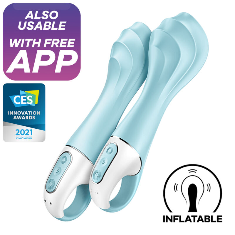 SATISFYER - LUFTPUMPEVIBRATOR 5+ OPPUSTELIG G-PUNKTVIBRATOR APP BLÅ