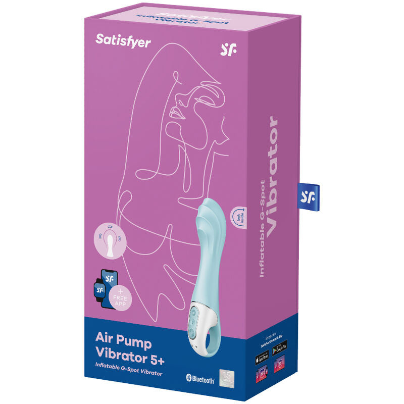 SATISFYER - LUFTPUMPEVIBRATOR 5+ OPPUSTELIG G-PUNKTVIBRATOR APP BLÅ