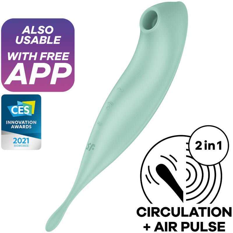 SATISFYER - TWIRLING PRO+ LUFTPULS STIMULATOR & VIBRATOR APP GRØN