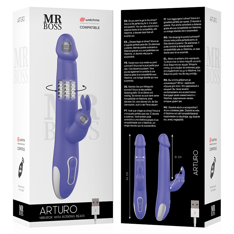 MR BOSS - ARTURO VIBRATOR & ROTATOR KOMPATIBEL MED WATCHME TRÅDLØS TEKNOLOGI