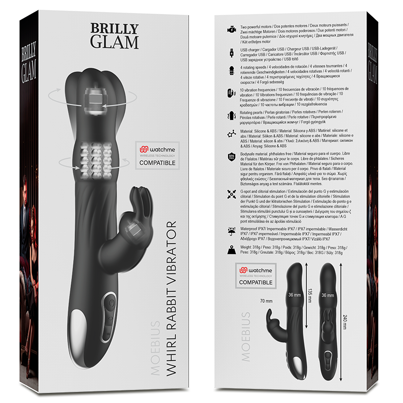 BRILLY GLAM- MØBIUS KANINVIBRATOR & ROTATOR KOMPATIBEL MED WATCHME TRÅDLØS TEKNOLOGI