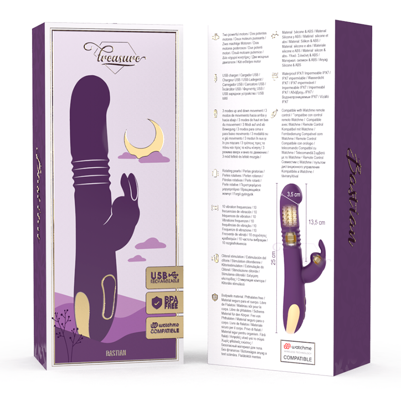 TREASURE - BASTIAN KANIN OP & NED, ROTATOR & VIBRATOR KOMPATIBEL MED WATCHME TRÅDLØS TEKNOLOGI