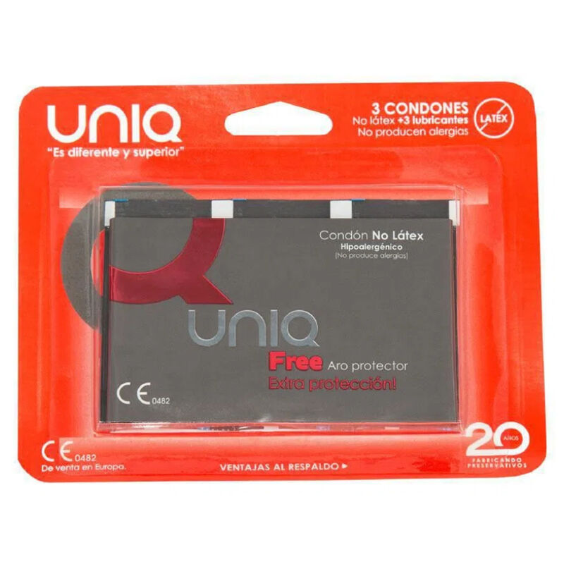 UNIQ - LATEXFRIE KONDOMER MED BESKYTTELSESRING 3 STK.