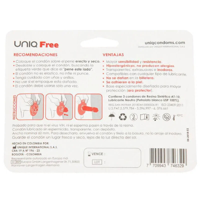 UNIQ - LATEXFRIE KONDOMER MED BESKYTTELSESRING 3 STK.