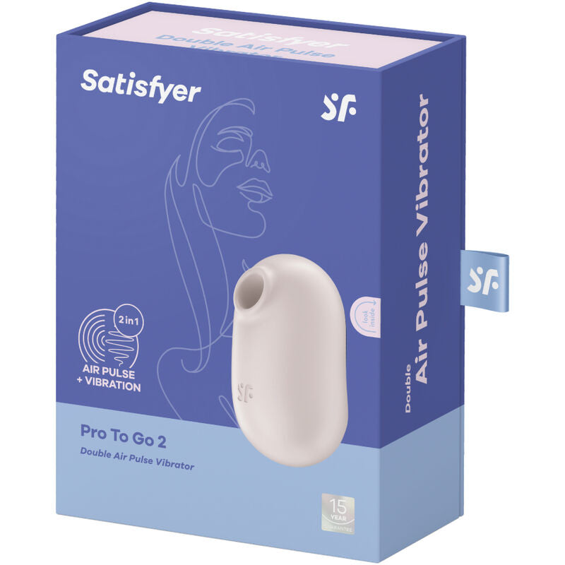 SATISFYER - PRO TO GO 2 DOBBELT LUFTPULS STIMULATOR & VIBRATOR BEIGE